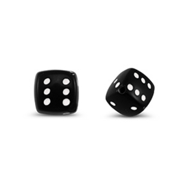 Kralen kunststof dobbelsteen zwart – 8mm – rijggat 1,4mm – per 10 stuks