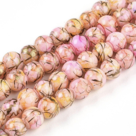 Glaskralen roze met goud – 4 mm – ca. 100 stuks