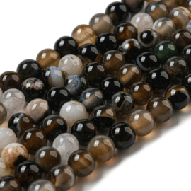 Natuursteen kralen agaat zwart/bruin/transparant mix – 6mm – ca. 63 stuks