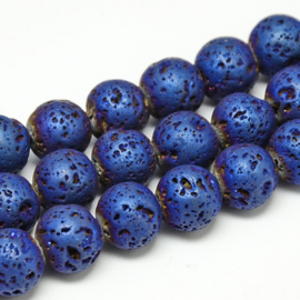 Electroplated lava kralen blauw – 8 mm – ca. 48 stuks