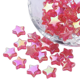 Kunststof kralen ster fuchsia – 10x4 mm – ca. 100 stuks