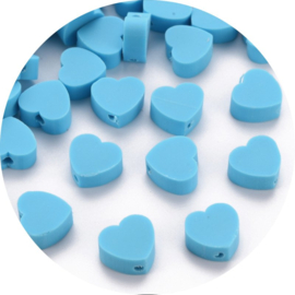 Polymeer kralen hart – ca. 9×9×5 mm – 5 stuks (blauw)