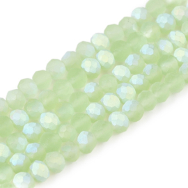 Glaskralen facet – limoen AB mat – superdeal – 4x3mm – ca. 105 stuks