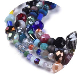 Glaskralen Mix – streng 40 cm (3–20 mm)