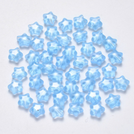Glaskralen ster blauw – 8×9×4mm – 10 stuks