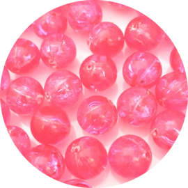 Kralen crackle roze 50st