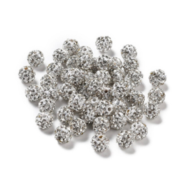 Polymeer kralen met strass – crystal (Grade A) – 10 mm – per 5 stuks