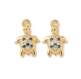 Bedel schildpadje gold plated met zirkonia 15x10x2 mm – per stuk