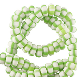 Kralen polymeer rondellen green-white 25st