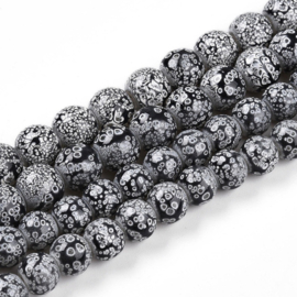 Glaskralen zwart-wit dots – 8mm – ca. 80 stuks