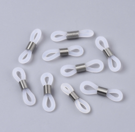 Brilkoordeindjes transparant/zilver – 20×5 mm (per paar)
