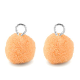 Bedels pompom orange silver 10mm