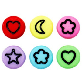 Figuurtjeskralen 7mm – Pastel mix met zwarte figuren (25 stuks)