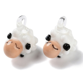 Glas bedel lampwork schaap – ca. 23x20x23 mm – per stuk