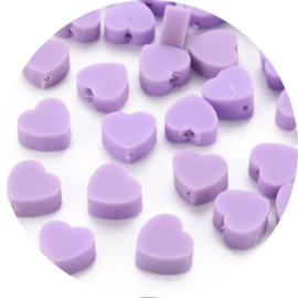 Polymeer kralen hart – ca. 9×9×5 mm – 5 stuks (lila)