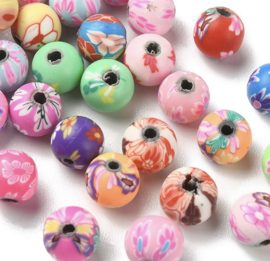 Polymeer kralen rond 8mm mix – ca. 30 stuks
