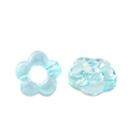 Kralen kunststof flower blue 20st