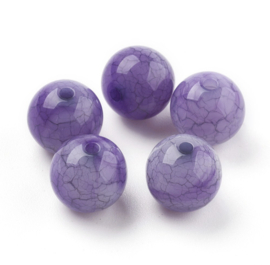 Craquelé kunststof kralen – paars – 8 mm – 50 stuks