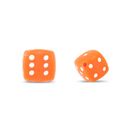 Kralen kunststof dobbelsteen oranje – 8mm – rijggat 1,4mm – per 10 stuks