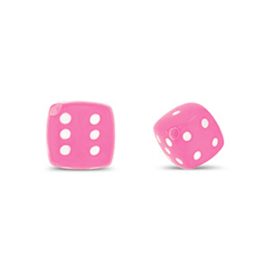 Kralen kunststof dobbelsteen roze – 8mm – rijggat 1,4mm – per 10 stuks