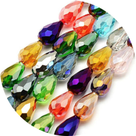 Facet druppelkralen mix – 10×15 mm (28 stuks)