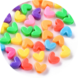 Kralen hartjes mix 7x10x5 mm – groot rijggat 3,5 mm – 300 stuks