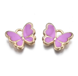 Bedel vlinder – lila emaille, 13×10 mm – per 5 stuks