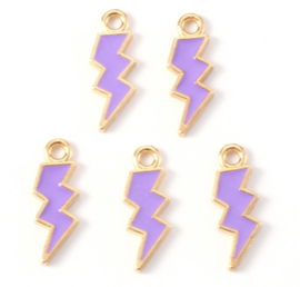 Bliksemschicht bedel – paars/goud – 20×7 mm - per 5 stuks