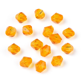 Kunststof facet bicone kralen – oranje – 4x4mm – ca. 340 stuks - superdeal