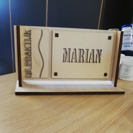 RECEPTIE BORD MET UITSCHUIFBAAR NAAMBORDJE