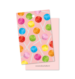 Kadolabel | patroon lolly's, roze