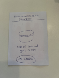Aluminiumblikjes met schroefdop 250 ml