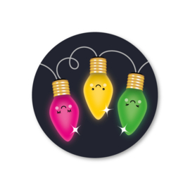 5 Stickers | kerstlampjes roze, geel en groen