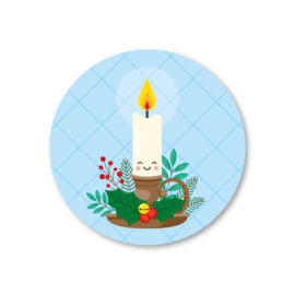 5 Stickers | kerst kaars met blauwe achtergrond