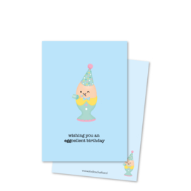 Kaart A6 | wishing you an eggcellent birthday *