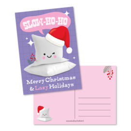 Kaart A6 | slow-ho-ho merry Christmas & lazy holidays