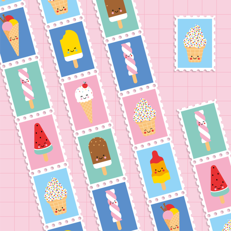 Washitape postzegels | ijsjes