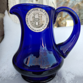 Thomas Webb Stourbridge Bristol Blue Glass Jug - Label