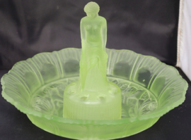 Art deco - Sowerby - uranium glas - bloemenschaal