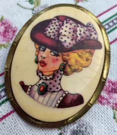 Broche vintage kunstof 4 cm Dame