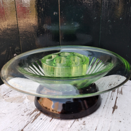 Art Deco glas groen rozenschaal