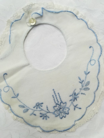 Vintage baby slabbetje blauw