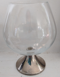 Kristal - Cognac glas met zilveren voet