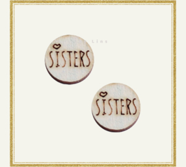 Houten cabochon 12 mm sisters Grey