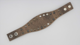 Stoere lederen armband  bruin