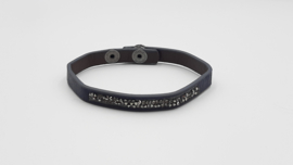 Blauwe pu leren armband met glitters