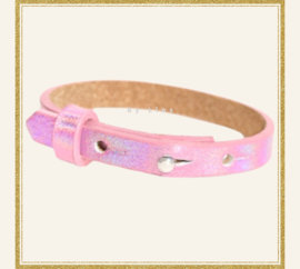 Cuoio armband holografisch roze