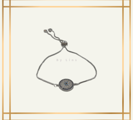 Armband silver plated met bloem tussenzetsel