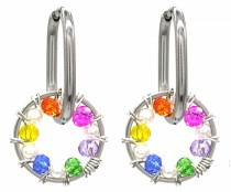 Ronde multi color oorbellen zilver