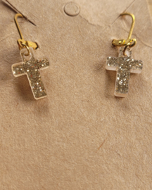 Gouden oorbel met glitters